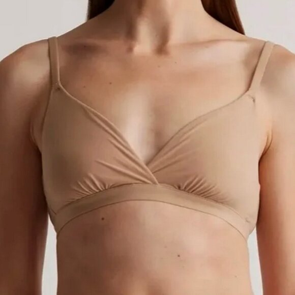 NWT Quince Second Skin Crossover Bralette (2-pack) in Sand Size Small - Picture 2 of 7